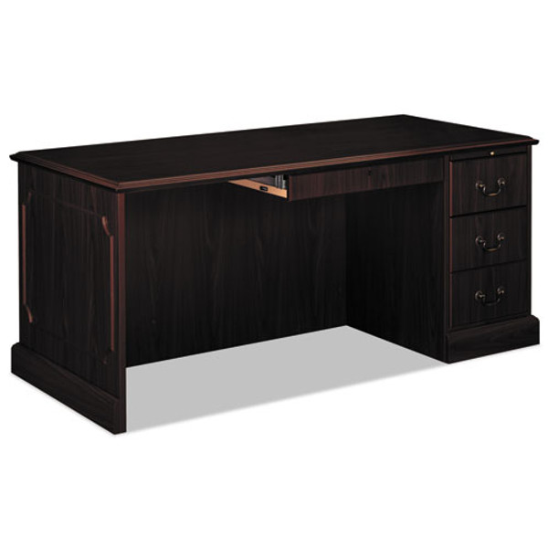 94000 Series "l" Workstation Desk For Return On Left, 66" X 30" X 29.5", Mahogany