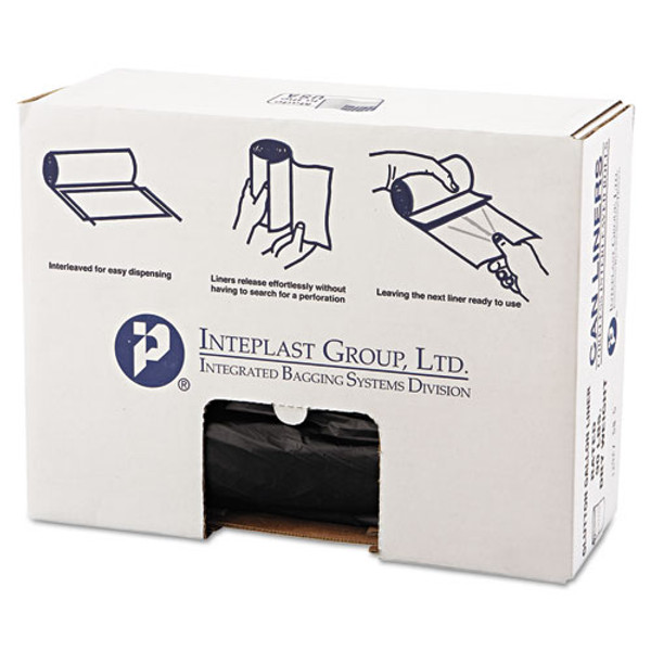 High-density Commercial Can Liner Value Pack, 56 Gal, 19 Mic, 43" X 46", Black, Interleaved Roll, 25 Bags/roll, 6 Rolls/ct