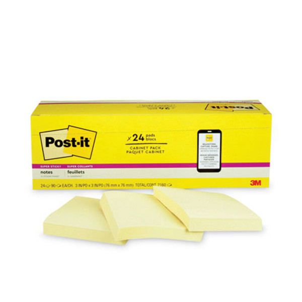 Pads In Canary Yellow, Cabinet Pack, 3" X 3", 90 Sheets/pad, 24 Pads/pack