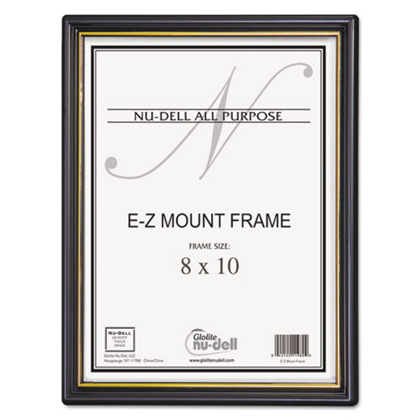 Ez Mount Document Frame With Trim Accent And Plastic Face, Plastic, 8 X 10, Black/gold