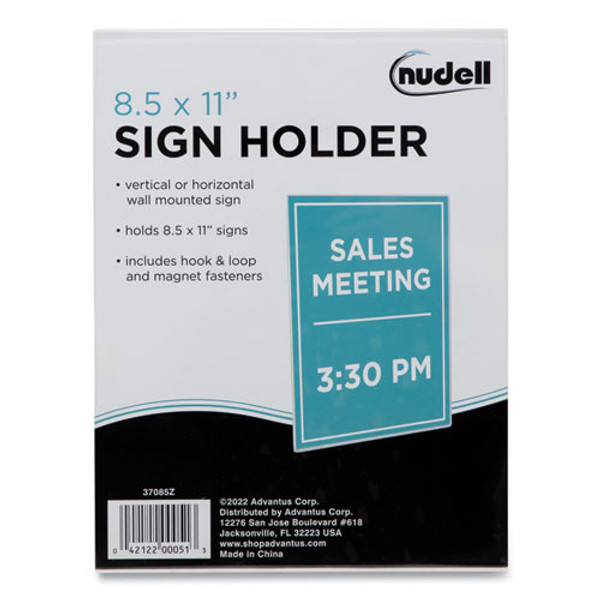Clear Plastic All-purpose Mountable Sign Holder, Magnetic/hook-loop, Horizontal/vertical Orientation, 8.5 X 11 Insert