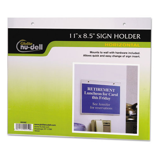 Clear Plastic Sign Holder, Wall Mount, 11 X 8.5