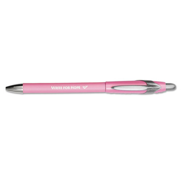 write For Hope Edition Flexgrip Elite Ballpoint Pen, Retractable, Medium 1 Mm, Black Ink, Pink Barrel, Dozen