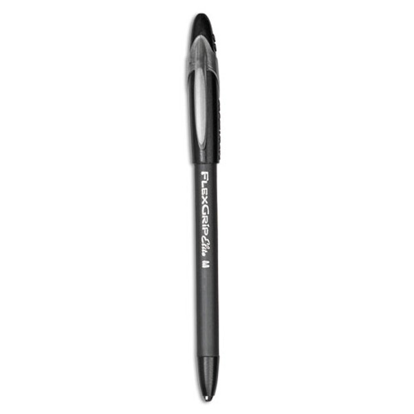 Flexgrip Elite Ballpoint Pen, Stick, Medium 1 Mm, Black Ink, Black Barrel, Dozen