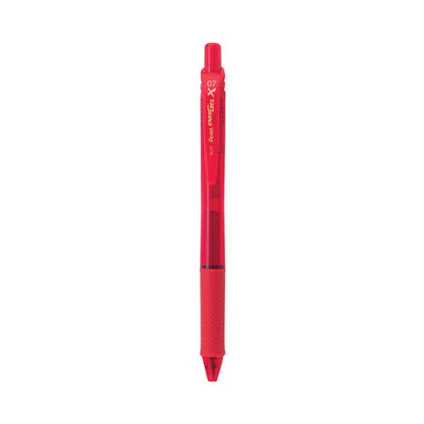 Energel-x Gel Pen, Retractable, Medium 0.7 Mm, Red Ink, Translucent Red/red Barrel, Dozen