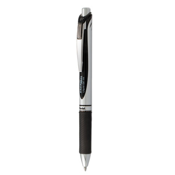 Energel Rtx Gel Pen, Retractable, Medium 0.7 Mm, Black Ink, Black/gray Barrel