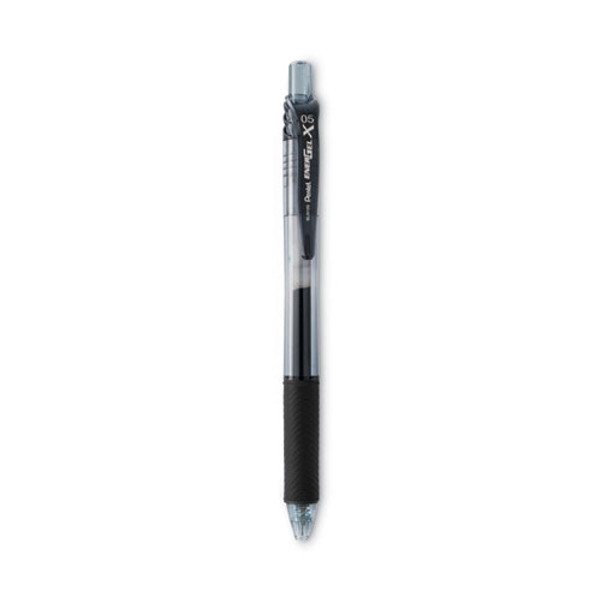 Energel-x Gel Pen, Retractable, Fine 0.5 Mm Needle Tip, Black Ink, Clear/black Barrel, Dozen