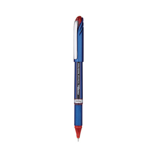 Energel Nv Gel Pen, Stick, Fine 0.5 Mm Needle Tip, Red Ink, Blue/red Barrel, Dozen