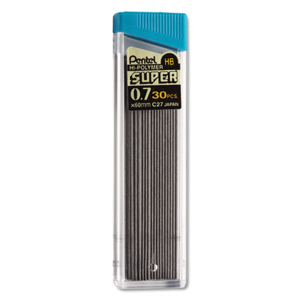 Super Hi-polymer Lead Refills, 0.7 Mm, Hb, Black, 30/tube