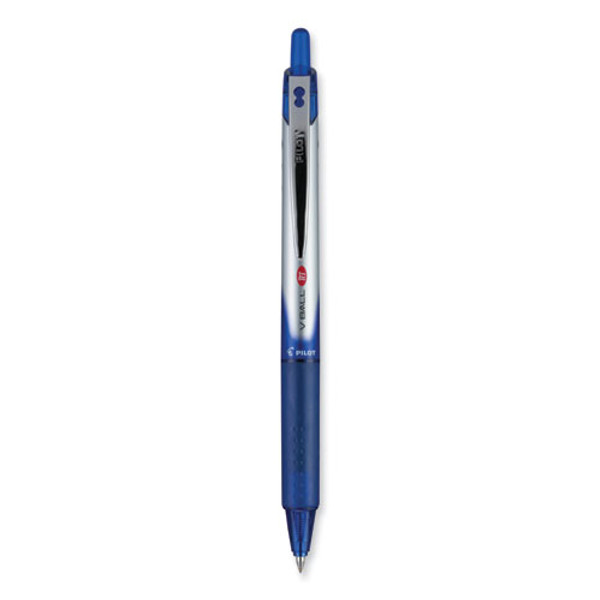 Vball Rt Liquid Ink Roller Ball Pen, Retractable, Fine 0.7 Mm, Blue Ink, Blue/white Barrel