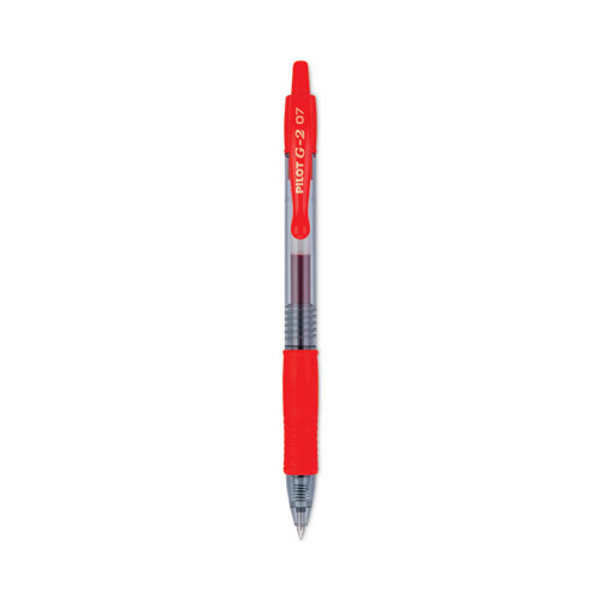 G2 Premium Gel Pen, Retractable, Fine 0.7 Mm, Red Ink, Smoke/red Barrel, Dozen