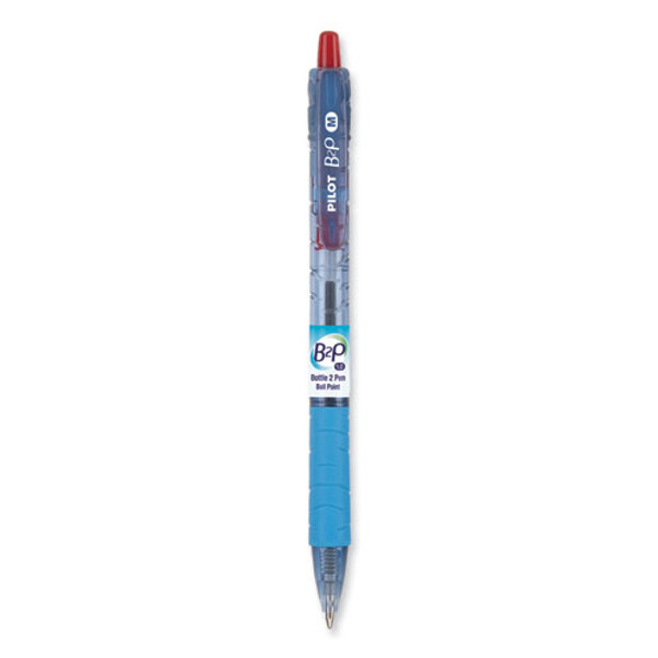 B2p Bottle-2-pen Recycled Ballpoint Pen, Retractable, Medium 1 Mm, Red Ink, Translucent Blue Barrel, Dozen