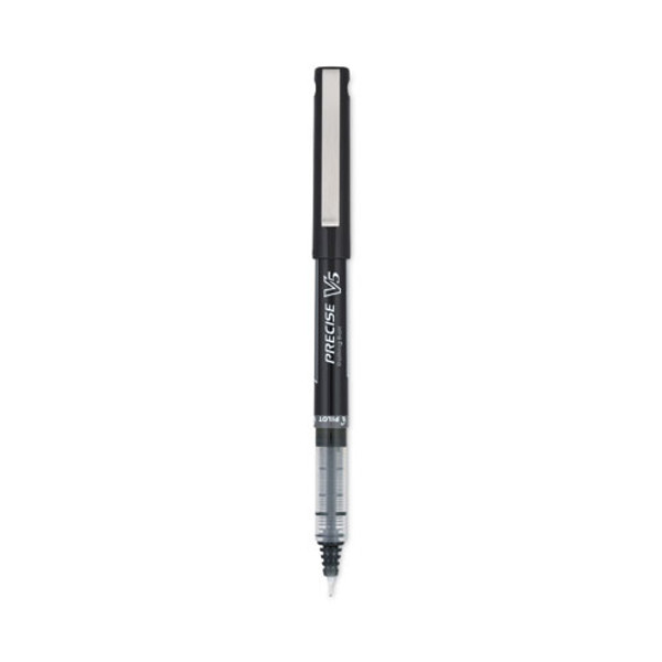 Precise V5 Roller Ball Pen, Stick, Extra-fine 0.5 Mm, Black Ink, Black/clear Barrel, Dozen