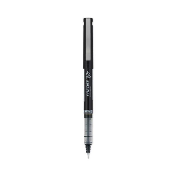 Precise V7 Roller Ball Pen, Stick, Fine 0.7 Mm, Black Ink, Black/clear Barrel, Dozen