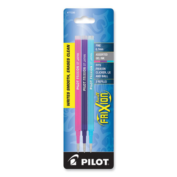 Refill For Pilot Frixion Erasable, Frixion Ball, Frixion Clicker And Frixion Lx Gel Ink Pens, Fine Tip, Assorted Ink, 3/pack - PIL77336 Refill For Pilot Frixion Erasable, Frixion Ball, Frixion Clicker And Frixion Lx Gel Ink Pens, Fine Tip, Assorted Ink, 3/pack - PIL77336