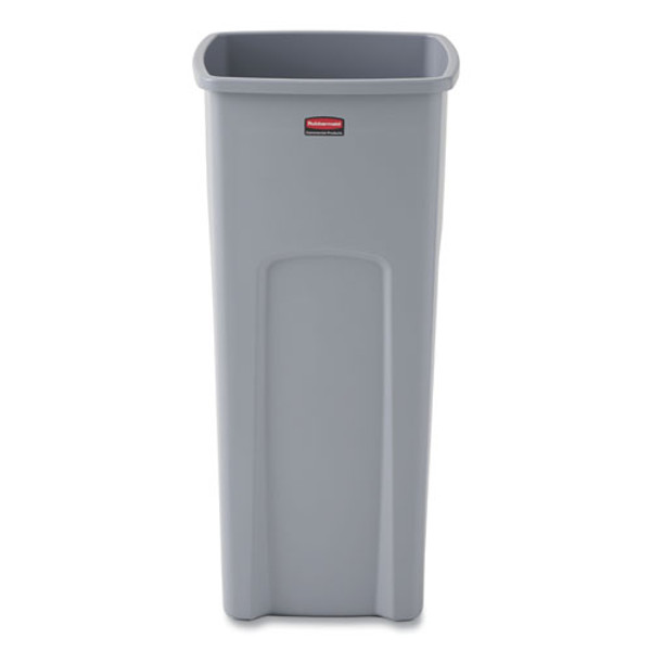 Untouchable Square Waste Receptacle, 23 Gal, Plastic, Gray