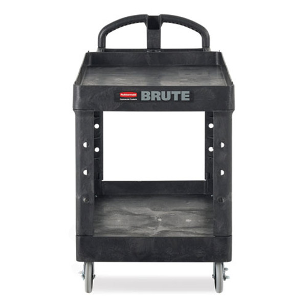 Heavy-duty Utility Cart With Lipped Shelves, Plastic, 2 Shelves, 500 Lb Capacity, 25.9" X 45.2" X 32.2", Black