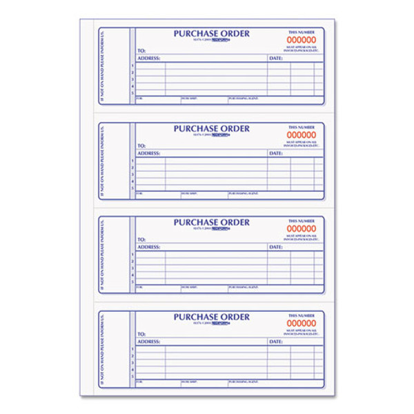 Purchase Order Book, 5 Lines, Two-part Carbonless, 7 X 2.75, 4 Forms/sheet, 400 Forms Total