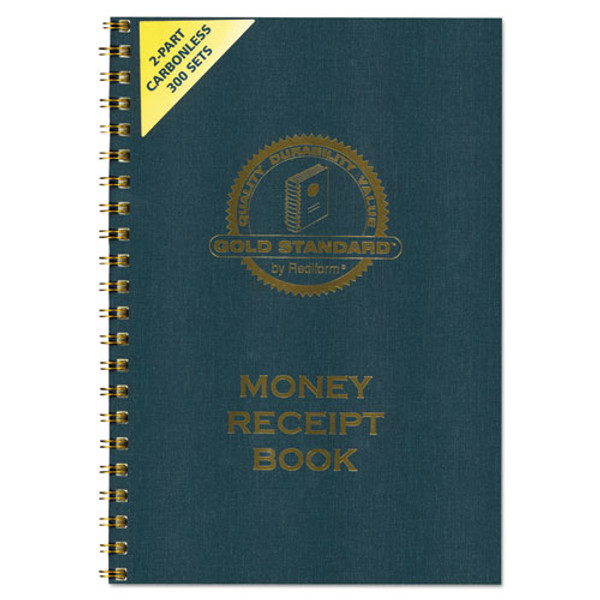 Gold Standard Money Receipt Book, Two-part Carbonless, 7 X 2.75, 4 Forms/sheet, 300 Forms Total