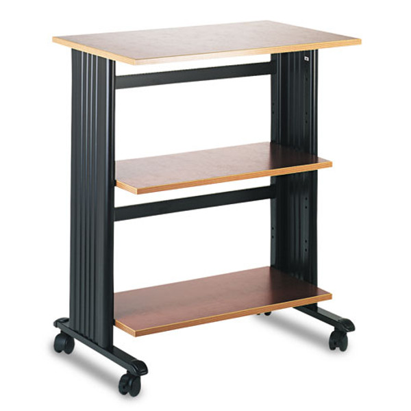 Muv Three Level Machine Cart/printer Stand, Engineered Wood, 3 Shelves, 29.5" X 20" X 35", Cherry/black