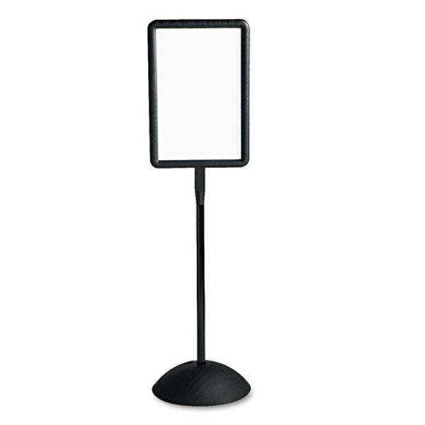 Writeway Double-sided Magnetic Dry Erase Standing Message Sign, Rectangle, 65" Tall Black Stand, 14.25 X 22.25 White Face