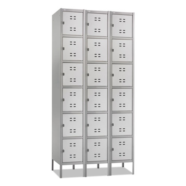 Three-column Box Locker, 36w X 18d X 78h, Two-tone Gray