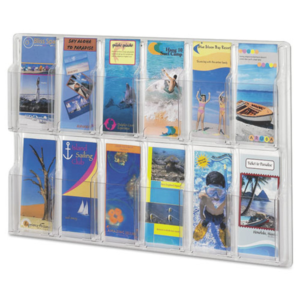 Reveal Clear Literature Displays, 12 Compartments, 30w X 2d X 20.25h, Clear