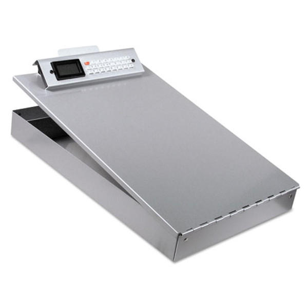 Redi-rite Aluminum Storage Clipboard With Calculator, 1" Clip Capacity, Holds 8.5 X 11 Sheets, Silver