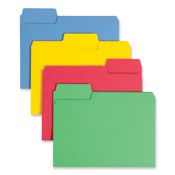 Supertab Colored File Folders, 1/3-cut Tabs: Assorted, Letter Size, 0.75" Expansion, 14-pt Stock, Assorted Colors, 50/box