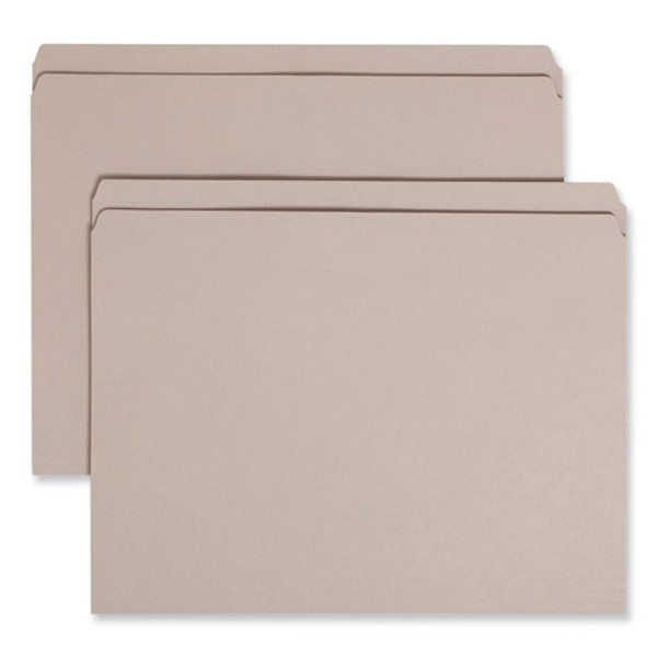 Reinforced Top Tab Colored File Folders, Straight Tabs, Letter Size, 0.75" Expansion, Gray, 100/box