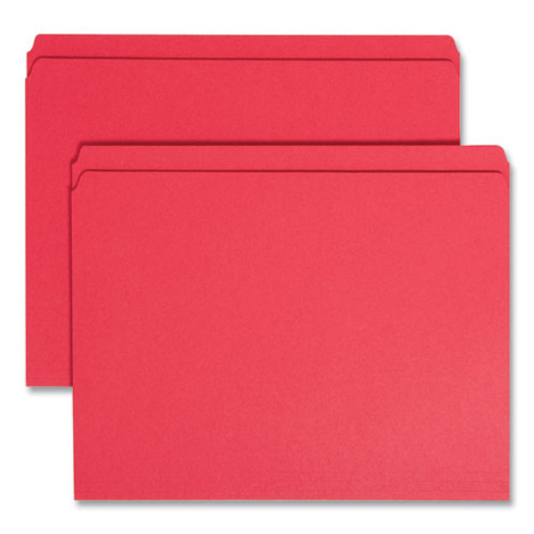 Reinforced Top Tab Colored File Folders, Straight Tabs, Letter Size, 0.75" Expansion, Red, 100/box