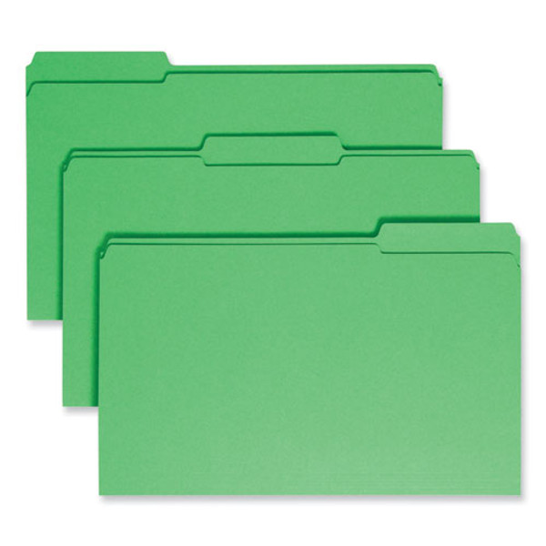 Reinforced Top Tab Colored File Folders, 1/3-cut Tabs: Assorted, Legal Size, 0.75" Expansion, Green, 100/box