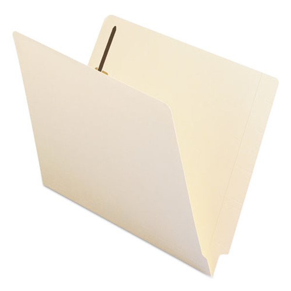 End Tab Fastener Folders With Reinforced Straight Tabs, 11-pt Manila, 1 Fastener, Letter Size, Manila Exterior, 50/box