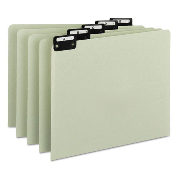 Alphabetic Top Tab Indexed File Guide Set, 1/5-cut Top Tab, A To Z, 8.5 X 11, Green, 25/set - SMD50576