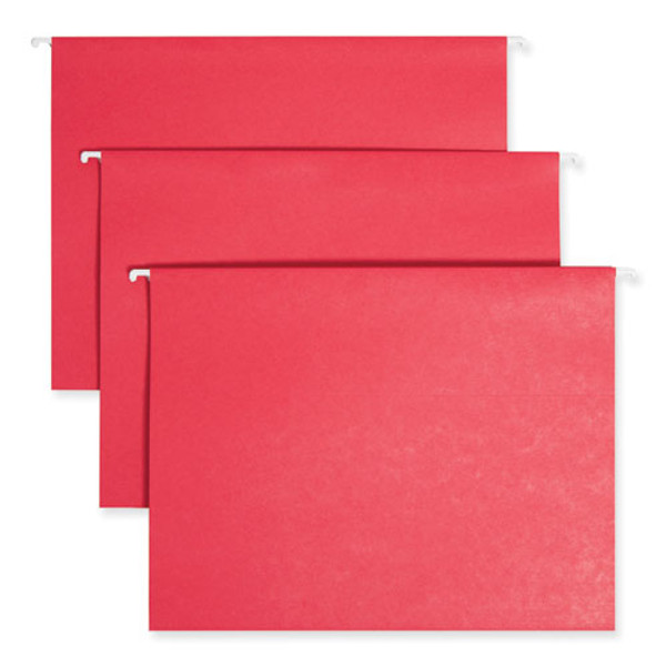 Tuff Hanging Folders With Easy Slide Tab, Letter Size, 1/3-cut Tabs, Red, 18/box