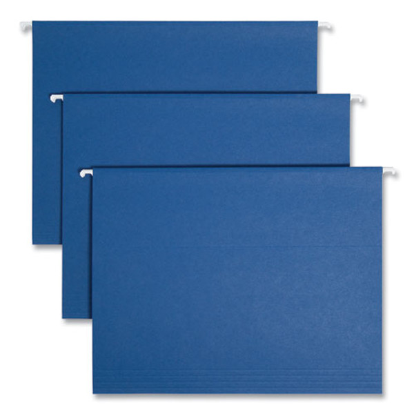 Colored Hanging File Folders With 1/5 Cut Tabs, Letter Size, 1/5-cut Tabs, Navy, 25/box