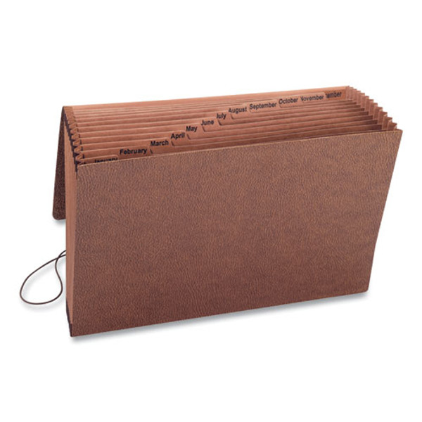 Tuff Expanding Wallet, 12 Sections, Elastic Cord Closure, 1/12-cut Tabs, Legal Size, Redrope