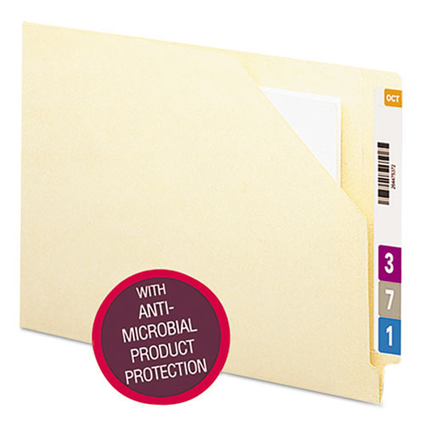 End Tab File Jacket With Antimicrobial Product Protection, Shelf-master Reinforced Straight Tab, Letter Size, Manila, 100/box