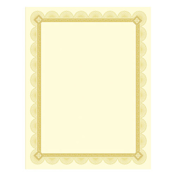 Premium Certificates, 8.5 X 11, Ivory/gold With Spiro Gold Foil Border,15/pack