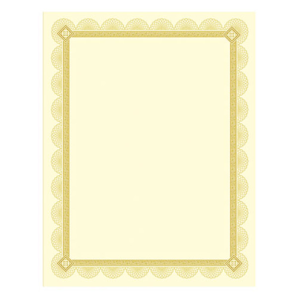 Premium Certificates, 8.5 X 11, Ivory/gold With Spiro Gold Foil Border,15/pack