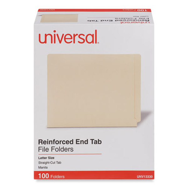 Deluxe Reinforced End Tab Folders, Straight Tabs, Letter Size, 0.75" Expansion, Manila, 100/box