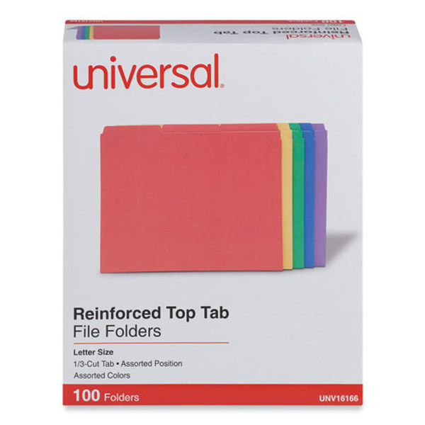 Reinforced Top-tab File Folders, 1/3-cut Tabs: Assorted, Letter Size, 1" Expansion, Assorted Colors, 100/box