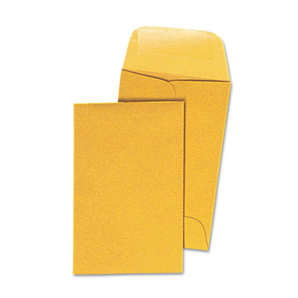 Kraft Coin Envelope, #1, Round Flap, Gummed Closure, 2.25 X 3.5, Light Brown Kraft, 500/box