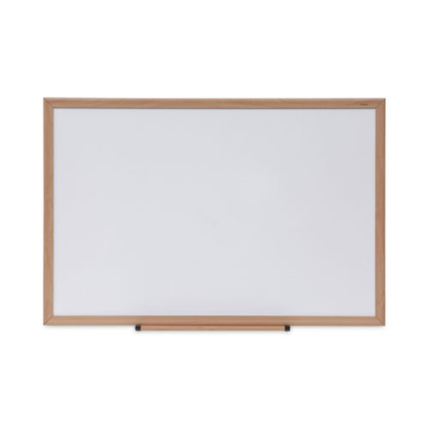 Deluxe Melamine Dry Erase Board, 36 X 24, Melamine White Surface, Oak Fiberboard Frame