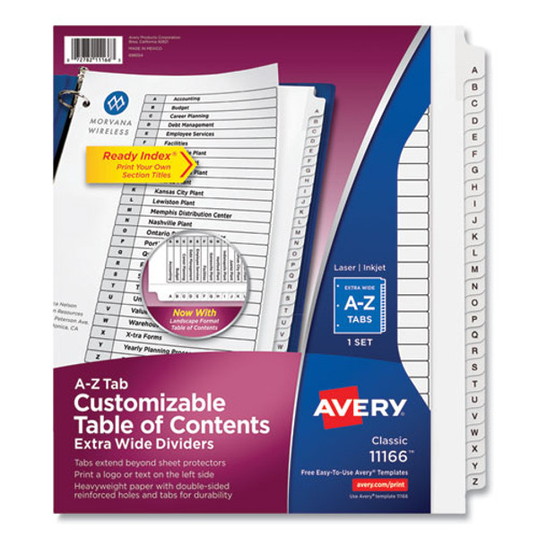 Customizable Toc Ready Index Black And White Dividers, 26-tab, A To Z, 11 X 9.25, 1 Set