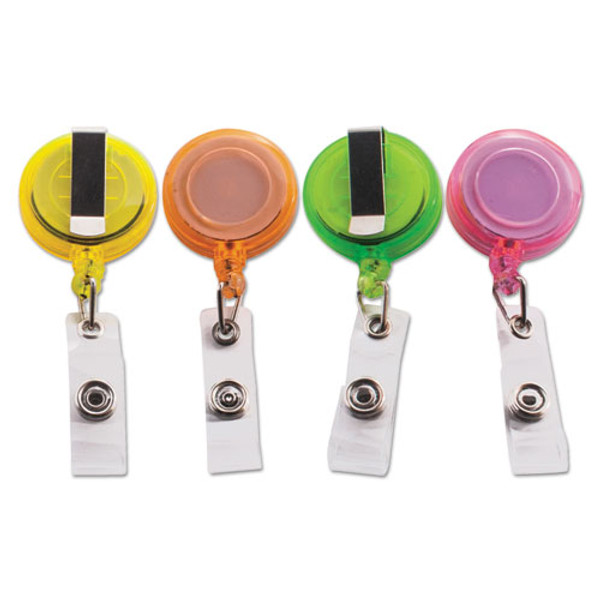 Deluxe Retractable Id Card Reel, 30" Extension, Assorted Colors, 20/pack