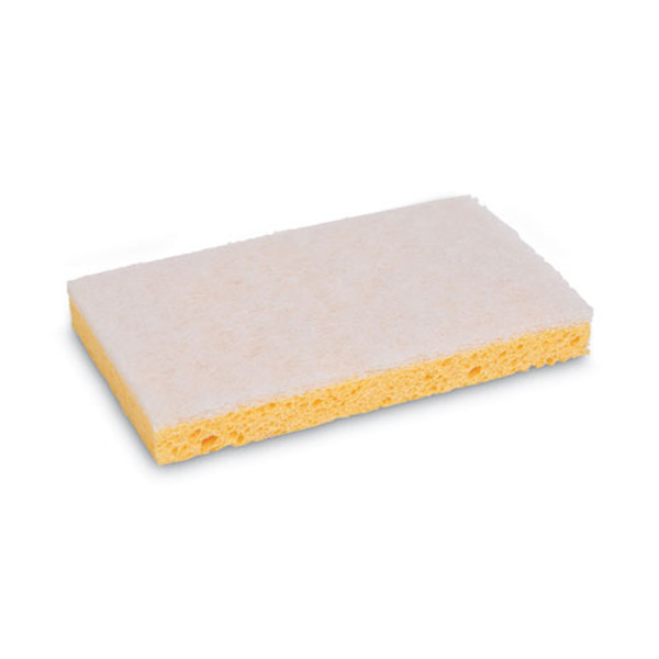 Light-duty Scrubbing Sponge, Individually Wrapped, 3.6 X 6.1, 0.7" Thick, Yellow/white, 20/carton