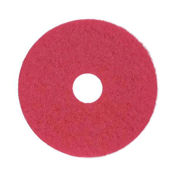 Buffing Floor Pads, 14" Diameter, Red, 5/carton