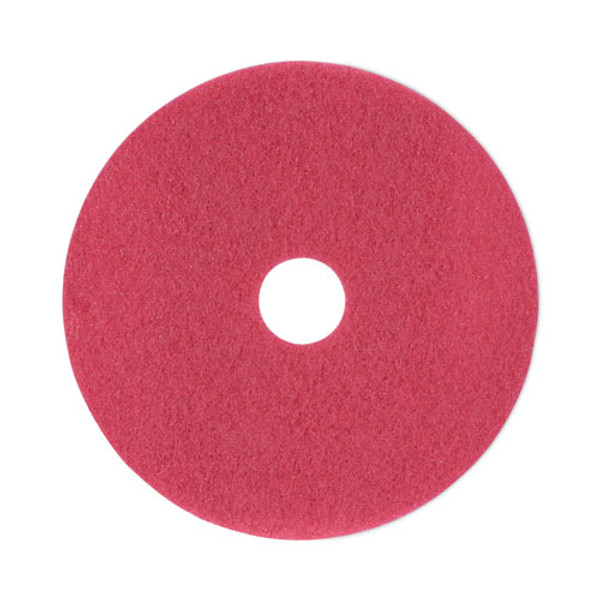 Buffing Floor Pads, 18" Diameter, Red, 5/carton