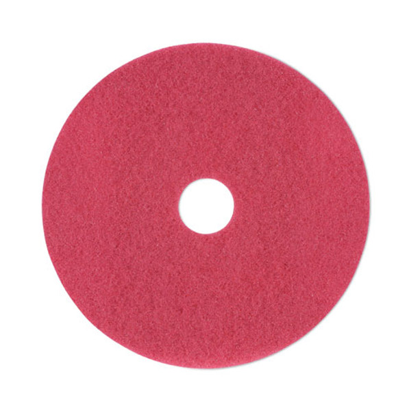 Buffing Floor Pads, 19" Diameter, Red, 5/carton